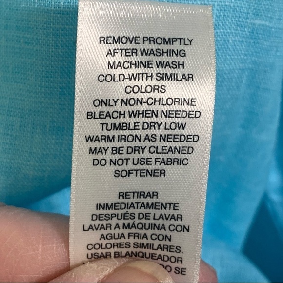 Chico's Turquoise Button Down Linen Lightweight 3/4 Sleeve Spring Blouse - Picture 5 of 9